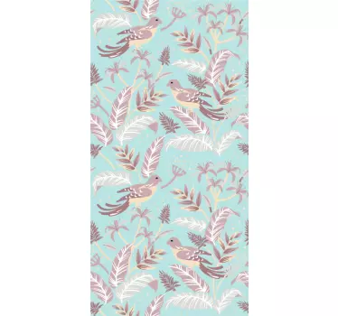 Vinil para frigorífico Padrão de flora azul e rosa - TenStickers