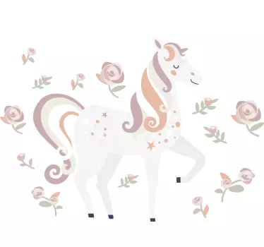 Autocolantes decorativos de contos infantis Unicórnio rosa e alto - TenStickers