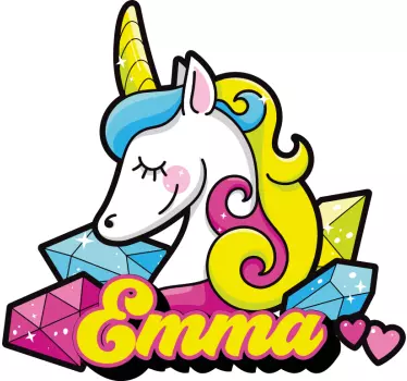Autocolantes decorativos personalizáveis Lindo unicórnio de diama - TenStickers