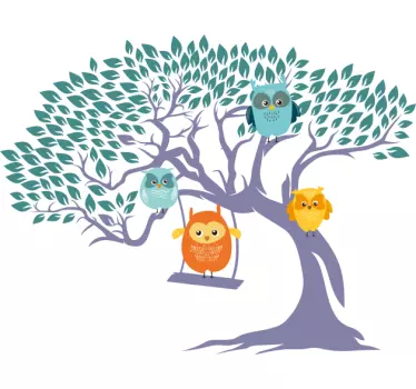 Autocolante para bebé corujas brincando na árvore - TenStickers