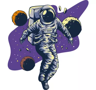 Autocolantes parede infantil Estilo de vôo de astronauta desenhad - TenStickers