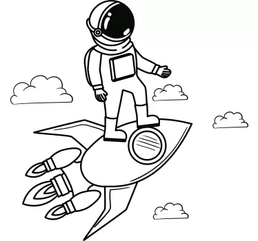 Autocolantes decorativos do espaço Foguete astronauta e estrelas - TenStickers