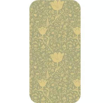 vinil autocolante decorativo dourado e verde com estampa floral p - TenStickers
