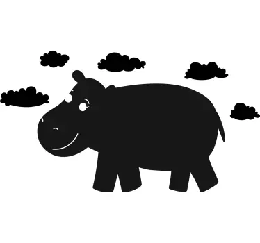 Autocolante animal design fofo de hipopótamo - TenStickers