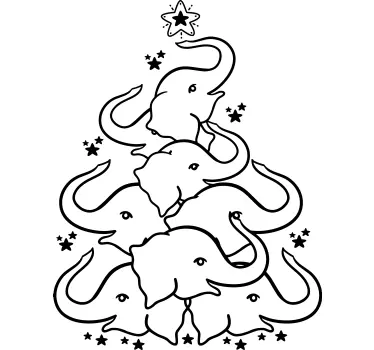 Autocolantes decorativos de Natal árvore de natal elefante - TenStickers