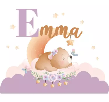 Vinis para quarto infantil Animais fofos carregam com o nome. - TenStickers