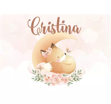 Autocolante decorativo para PC Raposa fofa para menina com nome - TenStickers