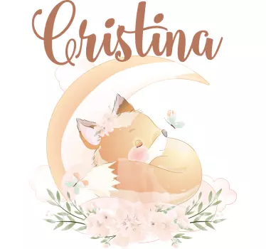 Autocolante decorativo para bebé Raposa fofa para menina com nome - TenStickers