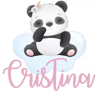 Autocolante decorativo para bebé Panda fofo para menina com nome - TenStickers