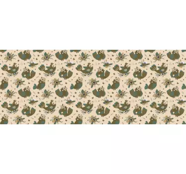 Vinil para móveis Pássaros e flores padrão oriental - TenStickers