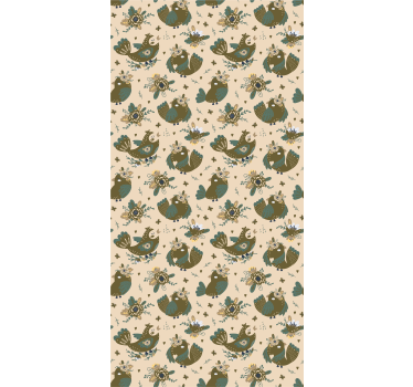 Vinil para frigorífico Pássaros e flores padrão oriental - TenStickers