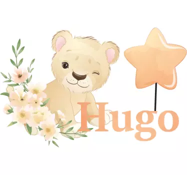 Vinis para quarto infantil Leão fofo para menino com nome - TenStickers