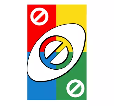Vinil para porta Cartão multicolor stop uno com quatro partes - TenStickers