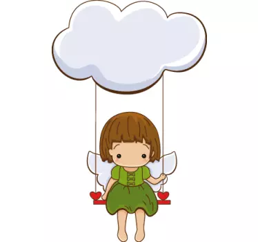  Adesivo infantil Pequeno anjo baloiçando na nuvem  - TenStickers