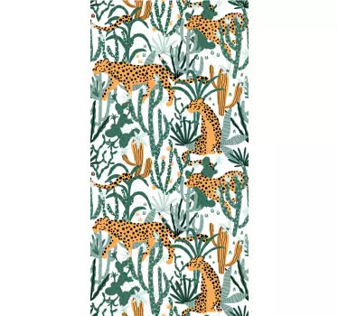 Vinil para frigorífico Rondando jaguar selva toile - TenStickers