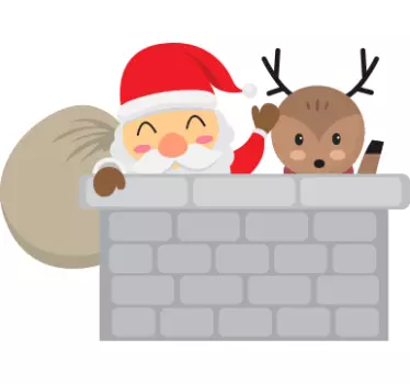 Autocolantes decorativos de Natal Espiando papai noel e rena - TenStickers