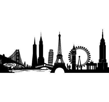 Mural de parede monumentos históricos mundiais - TenStickers