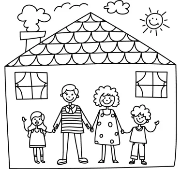 Autocolantes decorativos de ilustrações Família e Casa - TenStickers