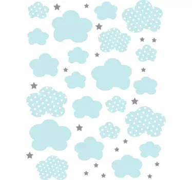 Autocolante decorativo infantil nuvens azuis - TenStickers