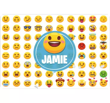 Autocolante decorativo para PC Emojis com nome - TenStickers