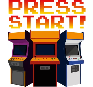 Vinil autocolante videojogo Pressione iniciar máquinas de arcade - TenStickers