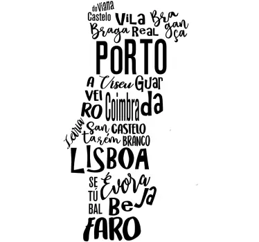 Autocolantes decorativos de cidades e países Mapa de portugal - TenStickers