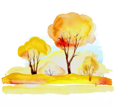 Vinil decorativo paisagem bosque aguarela - TenStickers