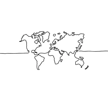 Autocolante decorativo mapa mundo Mundo da arte de linha - TenStickers