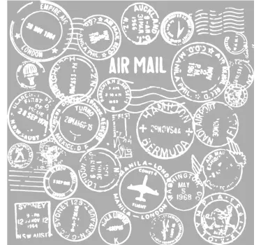 Vinil para móveis Padrão de selo de viagem vintage - TenStickers