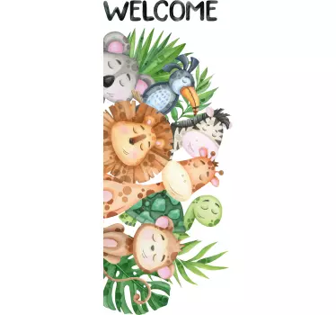 Vinil para porta Animais da selva espreitando - TenStickers