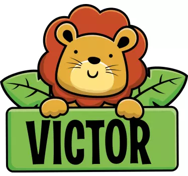 Vinil para porta Nome de leão personalizado - TenStickers