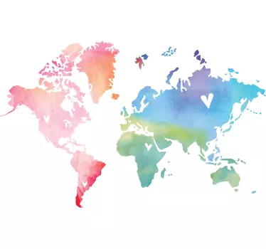 Autocolante decorativo mapa mundo colorido - TenStickers