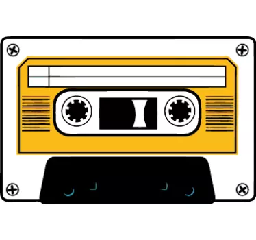 Adesivo retro cassete branca e amarela - TenStickers