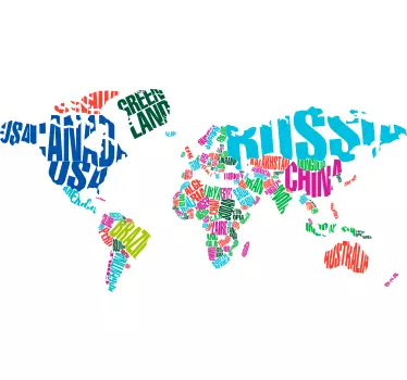 Vinil mapa mundi paises cores - TenStickers