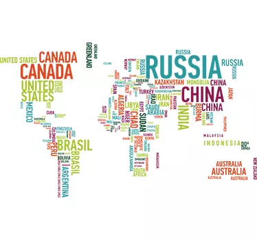Vinil decorativo mapa mundo em cores vivas - TenStickers