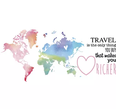 Vinil decorativo mapa mundo texto - TenStickers