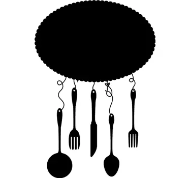 Autocolante decorativo quadro preto utensílios - TenStickers