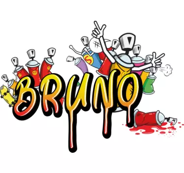 Vinil decorativo urbano nome  com bombas de tags - TenStickers