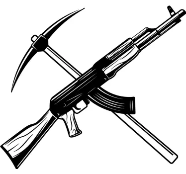 Autocolante de videojogos picareta e submetralhadora - TenStickers