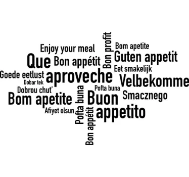 Adesivo de parede desfrute da sua refeição em línguas - TenStickers