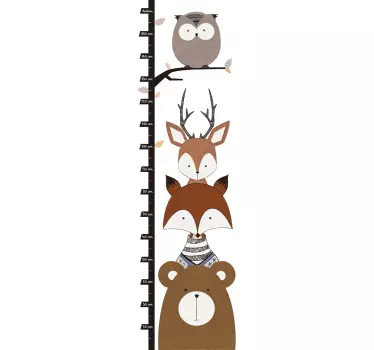 Adesivo infantil medidor animais de bosque - TenStickers