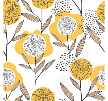 Autocolante com padrões florais padrão floral abstrato amarelo - TenStickers