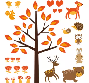 Autocolante infantil fauna e flora outono - TenStickers