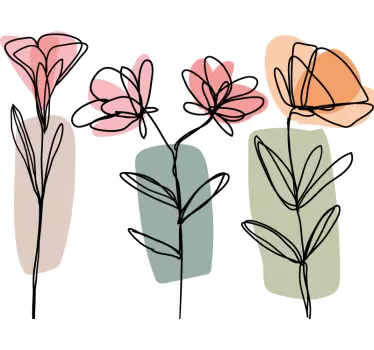 Adesivo decorativo flores flores de arte de linha - TenStickers