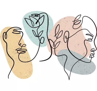 Autocolante quarto de dormir rostos de mulheres de arte de linha - TenStickers