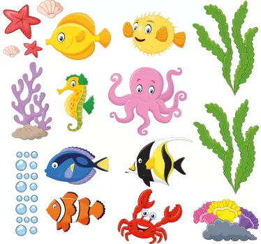 Autocolante para banho peixes de desenhos animados - TenStickers
