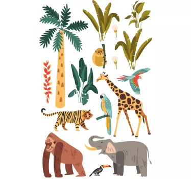 Adesivo para decoração de quarto infantil selva de animais - TenStickers