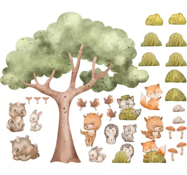 Adesivo para quarto infantil de animais fofos da floresta - TenStickers