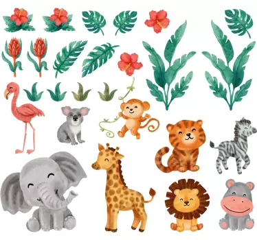 Adesivo de animais fofos para quarto de criança - TenStickers