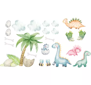 Adesivo de dinossauros fofos em aquarela - TenStickers